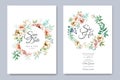 Beautiful floral and leaves wedding invitation template