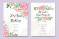 Beautiful floral and leaves wedding invitation template