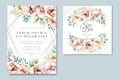 Beautiful floral and leaves wedding invitation template