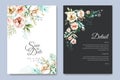 Beautiful floral and leaves wedding invitation template