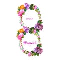 Beautiful floral with 8march womens day card design