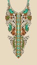 Beautiful floral neckline embroidery on brown background.geometric ethnic oriental pattern traditional.Aztec style abstract vector