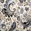 Beautiful Floral And Paisley Printed Fabric In Light Beige And Black