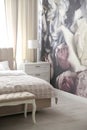 Beautiful floral photoart work used as wallpaper in bedroom