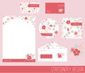 Beautiful floral stationery design set Royalty Free Stock Photo