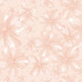 Abstract pink flowers on coral background
