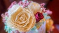 Beautiful floral wedding cake decorations. Royalty Free Stock Photo