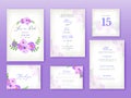 Beautiful Floral Wedding Invitation Card Suite as Save The Date, Menu Details, Table Number, Thank You and RSVP Royalty Free Stock Photo