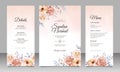 Beautiful floral wedding invitation card template with watercolor background