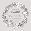 Doodle Floral Rose Wreath Royalty Free Stock Photo