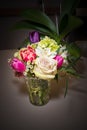 Beautiful flower arrangement in glass vase Royalty Free Stock Photo