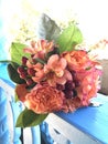 Taos desert wedding bouquet peach burgundy Royalty Free Stock Photo
