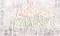 Beautiful flower border on concrete grunge wall Royalty Free Stock Photo