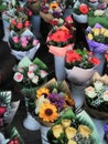 Flower bouqets of different colors