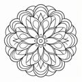 Minimalistic Mandala Flower: Clean Coloring Book Line Art