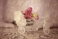 Beautiful flower decoration wooden mini bike