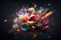 Beautiful Flower Explosion. AI generated Illustration Royalty Free Stock Photo
