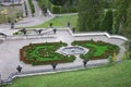 Flower garden from boxwood near Linderhof palace in Germany