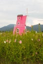 Beautiful flower garden with winmill Royalty Free Stock Photo