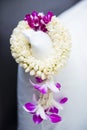 Beautiful flower garland with jasmines and orchid Royalty Free Stock Photo