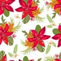 Beautiful flower with leaf seamless pattern