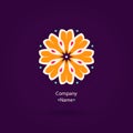 Beautiful Flower logo. Vintage. Striped logotype. Orange logotype.