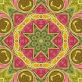 Beautiful flower pattern, flower illustration, geometric tile of yellow green pink shades, floral background Royalty Free Stock Photo