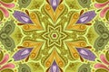 Beautiful flower pattern, flower illustration, geometric tile of yellow green pink shades, floral background Royalty Free Stock Photo