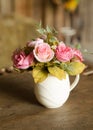 Beautiful flower in pot retro decoration on table Royalty Free Stock Photo