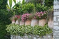 Beautiful flower pots in Saint-Paul de Vence in France Royalty Free Stock Photo