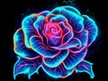 Beautiful flower rose, neon style,Generative AI