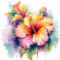 Beautiful flower watercolor, coloful.