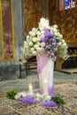 Beautiful flower wedding decoration in a church Royalty Free Stock Photo