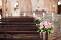 Beautiful flower wedding decoration in a church