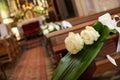 Beautiful flower wedding decoration in a church Royalty Free Stock Photo