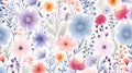 Beautiful flowers. Abstract floral design in pastel colors background. Generative AI Royalty Free Stock Photo