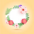 Beautiful flowers on beige background.