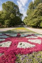 Beautiful flowers on central alley of Sea Garden in Varna, Bulgaria