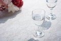 Beautiful flowers decorated on the table.Tables set for an event party or wedding reception. luxury elegant table setting dinner Royalty Free Stock Photo