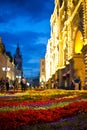 Beautiful flowers at the entrance of GUM, Russia