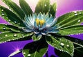 beautiful flowers with green leaves and refracting water drops, floral patterns,