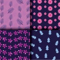 Beautiful flowers and leafs set patterns Royalty Free Stock Photo
