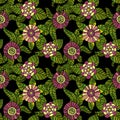 Beautiful Flowers set. Vector seamless pattern Royalty Free Stock Photo