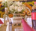 Beautiful flowers on table decoration in wedding day