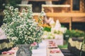 Beautiful flowers on table in wedding day Royalty Free Stock Photo