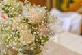 Beautiful flowers on table in wedding day