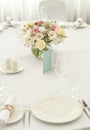 Beautiful flowers on table in wedding day Royalty Free Stock Photo
