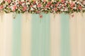 Beautiful flowers and wave curtain wall background - Wedding cer Royalty Free Stock Photo