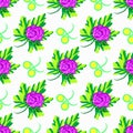 Beautiful flowers on white background seamless pattern Royalty Free Stock Photo