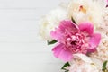 Beautiful Fluffy pink peonies flowers background. Copyspace Royalty Free Stock Photo